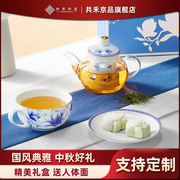 共禾京品国风典雅花茶壶，玻璃茶具套装下午茶，陶瓷杯碟创意礼物