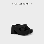 CHARLES&KEITH24春CK1-80580145交叉带厚底高跟外穿凉拖鞋女