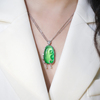 黛玥珠宝纯银镶天然玉髓，玛瑙颈链如意锁骨链，媲美翡翠阳绿吊坠时尚