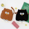 韩国romane可爱猫头鹰造型手拿包便携手拎收纳包立体化妆包杂物包