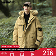 viishow大毛领派克服男款，冬季加厚工装，棉服外套冲锋夹克登山