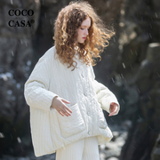 cococasa原创设计文艺白色鸭绒羽绒服女短款2023冬新零鹅绒轻外套