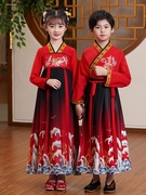 男女童汉服套装夏装中国风，古装表演服儿童，唐装六一演出礼服