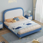 现代简约儿童床卡通皮床男孩，床1.5米小户型，储物床儿童房女孩1.8米