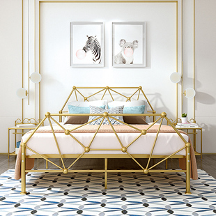 现代简约铁艺床，双人床高品质民宿1.5米公主，铁床单人床欧式铁架床