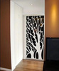 艺术钢化烤漆玻璃电视墙，走廊尽头背景墙茶几餐桌面，黑底白花树(白花树)