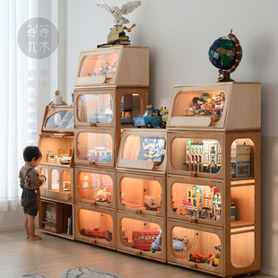 等等几木 好奇柜展示柜全实木书柜手办积木模型收纳透明收藏柜