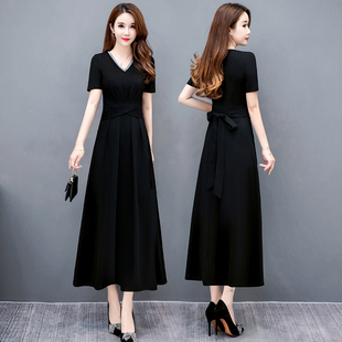 赫本风连衣裙女夏2024修身显瘦黑色长裙气质，法式高端小黑裙子