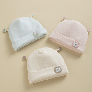 新生儿帽子秋冬季双层夹棉婴儿，加厚保暖胎帽宝宝套头帽初生儿纯棉