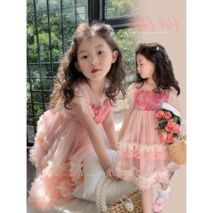 女童公主裙夏装韩版洋气蓬蓬裙，儿童蛋糕裙，高级感生日礼服网红纱裙