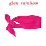 GLEE RAINBOW  燃情甜蜜芭比玫粉Sexy褶皱真丝薄款短丝巾可绑头巾