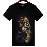 虎头动物图案短袖t恤男女式春夏小衫大码薄款半截袖3d印花体恤潮