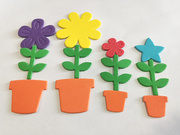 春天花朵绿叶花盆贴纸，幼儿园儿童手工，创意diy粘贴制作装饰贴画