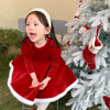 红色泡泡袖连衣裙圣诞新年秋冬女儿童加厚公主裙钢琴表演生日礼服