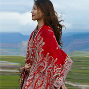 民族风披肩女云南旅游拍照防晒丝巾西藏青海沙漠保暖披风空调围巾