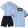 小学生夏季校服套装英伦风蓝色，男女童短袖t恤薄款运动装儿童班服