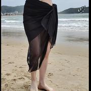沙滩裹裙比基尼纱巾泳衣遮挡纱长下半身遮挡裙下摆围裙外搭可下水