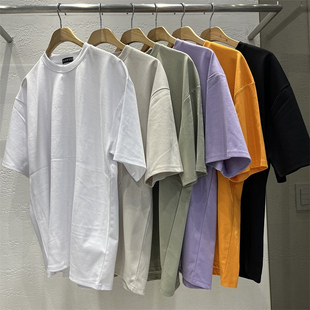 韩国男装纯色净版基本款，打底衫ootd简约圆领百搭宽松短袖t恤