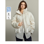 ELLE米白色90白鸭绒短款羽绒服女2023冬装高级感时尚保暖外套
