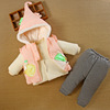 加绒一1岁女宝宝秋冬装外套12月6婴儿服加厚羽绒，棉衣袄三件套装季