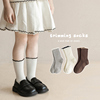 女童袜子纯棉春秋薄款中筒袜，韩版儿童花边袜，秋季洋气女宝宝小腿袜