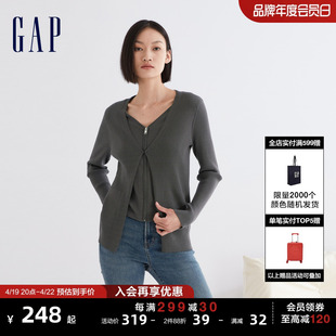 gap女装春季气质假两件拉链，针织衫学院风高级时尚，休闲毛衣836544