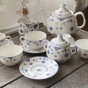丹麦原单微瑕陶瓷英国JBS瓷器奶缸花茶咖啡杯碟套装下午蓝草茶壶
