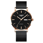 士手表精钢网带商务简约双日历全自动机械手表瑞士品牌男