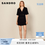 SANDRO Outlet女装春季法式西装领双排扣短袖连衣裙SFPRO01694