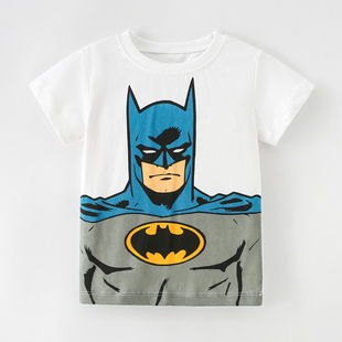 男童白色短袖T恤宝宝蝙蝠侠上衣儿童纯棉夏装小童婴儿半袖打底衫3