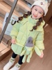 女童冬季羽绒服中长款果绿色粉色大衣棉衣棉袄加绒加厚外套韩版暖