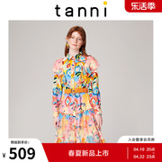 tanni衬衫裙蕾丝拼接设计可爱商场同款连衣裙女TJ31DR208B