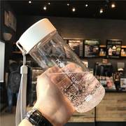 韩版运动简约塑料水杯，男女学生便携防漏情侣创意清新透明随手杯子