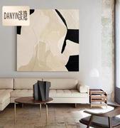 手绘油画侘寂风无框肌理抽象画现代客厅方形黑白灰装饰画玄关挂画
