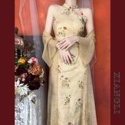 巷里复古改良旗袍年轻款夏新中式国风少女修身温柔气质镂空连衣裙