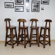 实木吧台椅子时尚，创意吧椅咖啡厅吧台凳酒吧椅家用靠背高脚椅
