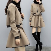 2023女装秋冬韩版两件套裙毛呢外套棒球，服短裙休闲时尚显瘦套