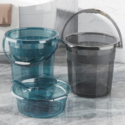 透明手提塑料水桶家用大号储水桶，带盖圆桶学生宿舍洗衣洗澡桶脸盆