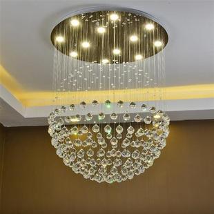 现代复式楼梯灯球形水晶吊灯，餐厅客厅灯具吊线，灯led圆球灯