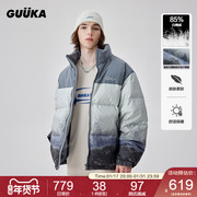 GUUKA深灰渐变云层厚羽绒服男高克重冬季 户外滑雪服保暖外套宽松