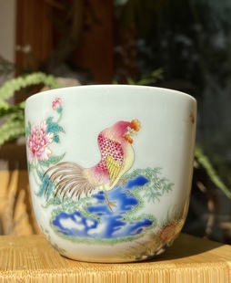 景德镇柴窑手工仿古瓷器，粉彩五伦图鸡缸杯，家居装饰收藏摆件