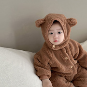 幼儿秋冬衣服韩国童装，婴童冬装婴儿，连体毛毛衣宝宝毛绒爬服