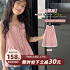 leobaby女童衬衫，2024儿童连衣裙夏季棉麻，无袖娃娃衫大童裙子