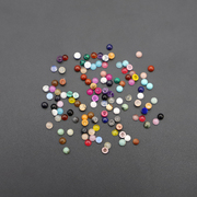 天然水晶玛瑙半宝石3mm圆形半面戒面紫晶粉晶美甲DIY古风饰品贴片