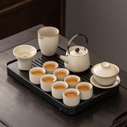 茶具套装轻奢高档家用新汝窑陶瓷盖碗喝茶茶壶茶盘茶杯功夫泡茶具