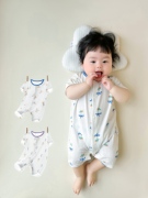 婴儿衣服夏季薄款3一6月宝宝，短袖连体睡衣婴幼儿透气无骨空调服夏