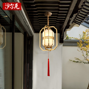 新中式小吊灯铜灯茶室禅意，卧室书房单头吊灯笼，复古中国风灯饰灯具