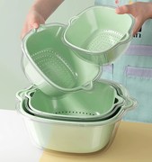 日本进口双层洗菜盆沥水篮，八件套厨房客厅洗水果盘，简约塑料菜篮子