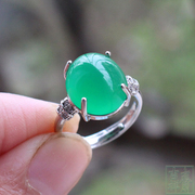 天然绿玉髓戒指，玉指环女款玉戒指礼物，简约大气高档