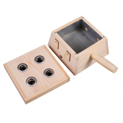 实木制方四孔艾灸盒卡扣4眼温灸器随身灸艾条柱绒